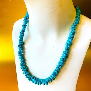 Handcraftedl NAVAJO Turquoise polished Stone Beads & Pin Shell Beads Necklace